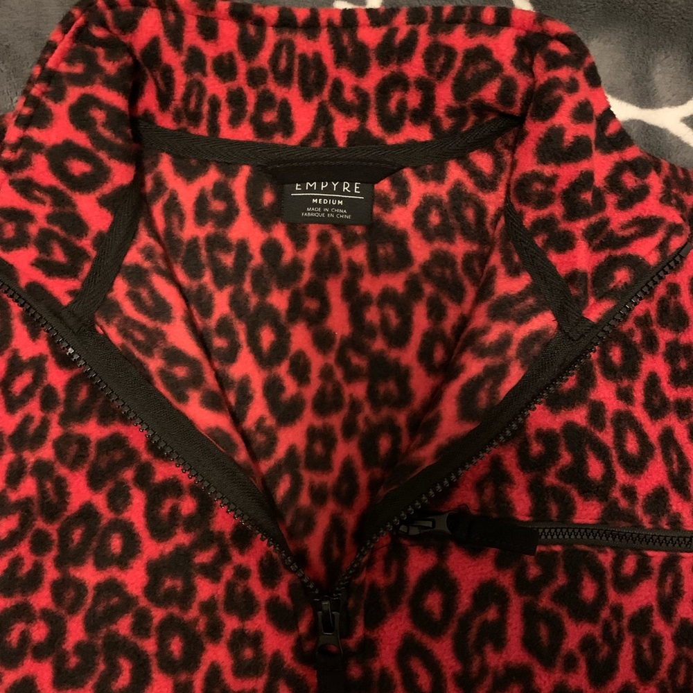 Cheetah print red fleece